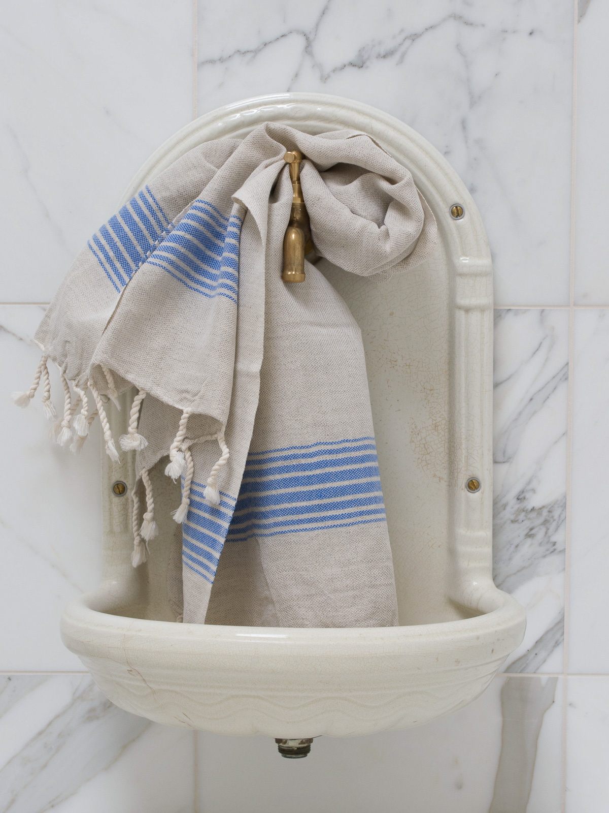 linen hamam towel greek blue striped